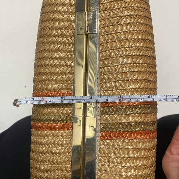 Vintage Pier Giorgio Italy Straw Handbag Metal Handle - Picture 6 of 16